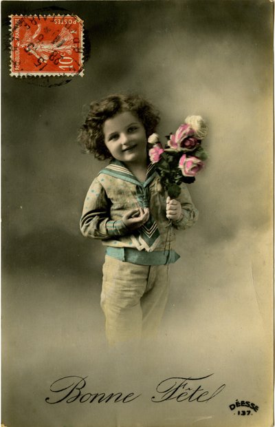 Bonne Fete card, 1907 by French Photographer